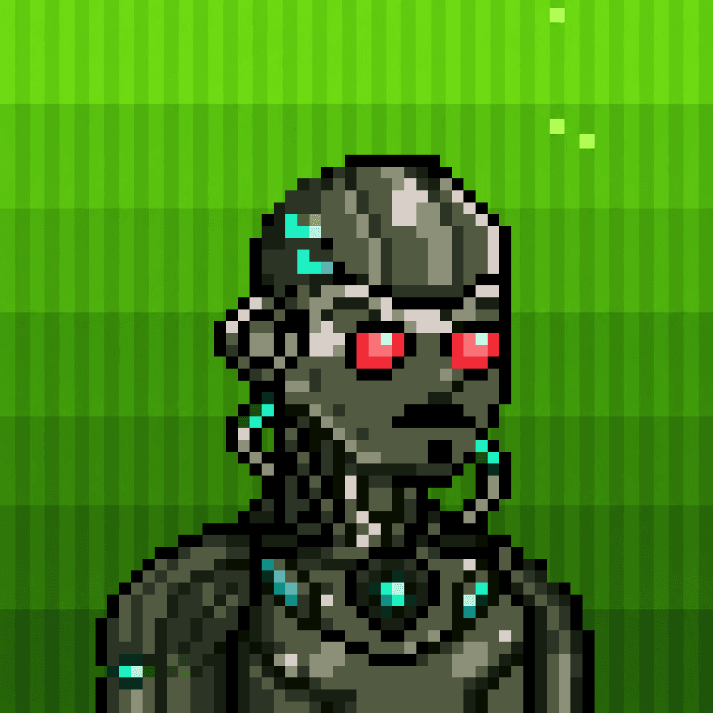 Robin Droids unit with a steel chassis and red optics against a green field